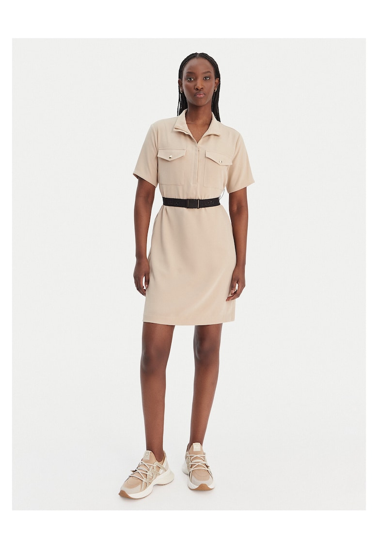 Rochie de zi cu fermoar - Bej