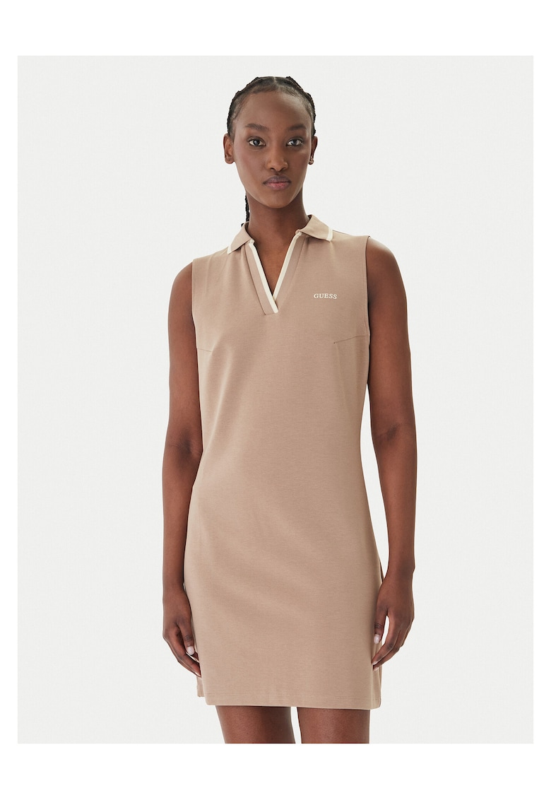 Rochie casual - bej - 50% poliester