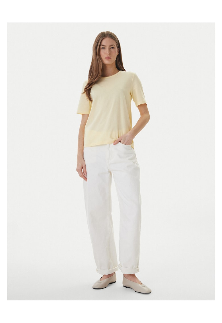 Tricou dama - simplu - galben - bumbac