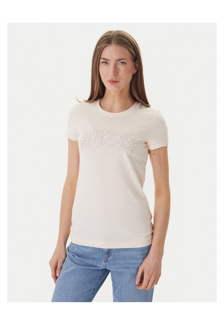 Tricou dama slim fit - bumbac/elastan - roz