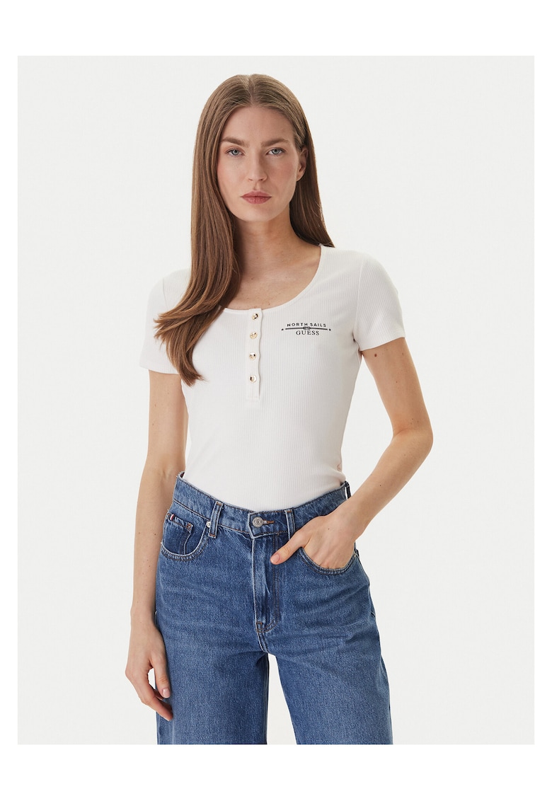 Tricou dama - 50% viscoza - 45% poliester - 5% elastan - ecru