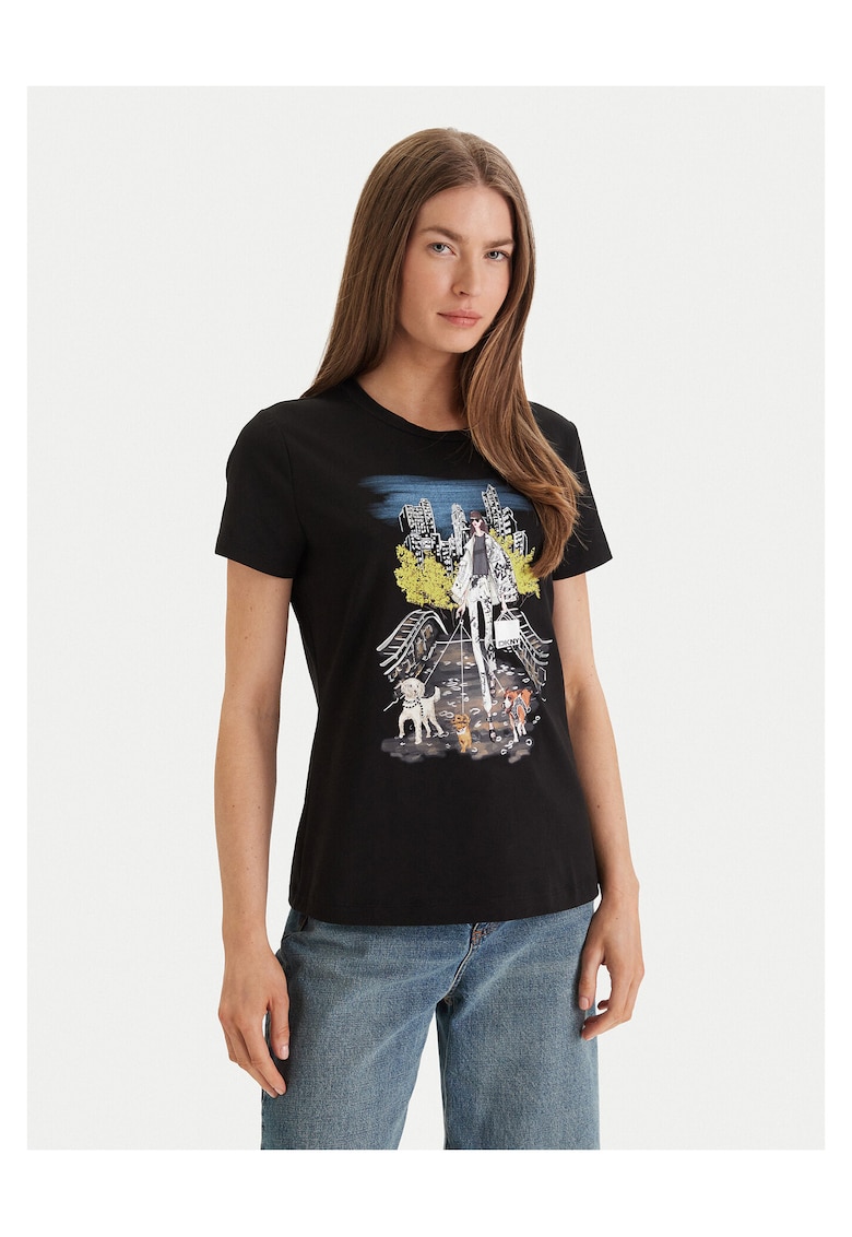 Tricou dama - negru - bumbac/modal/elastan