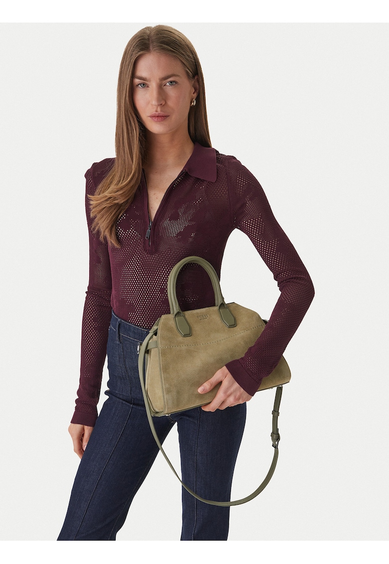 Geanta dama - piele naturala - verde - One Size INTL