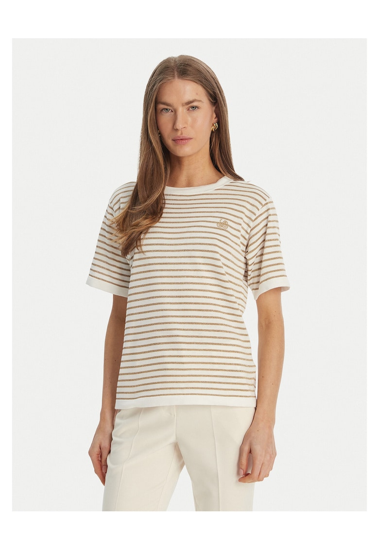 Tricou dama cu dungi bej - Bej