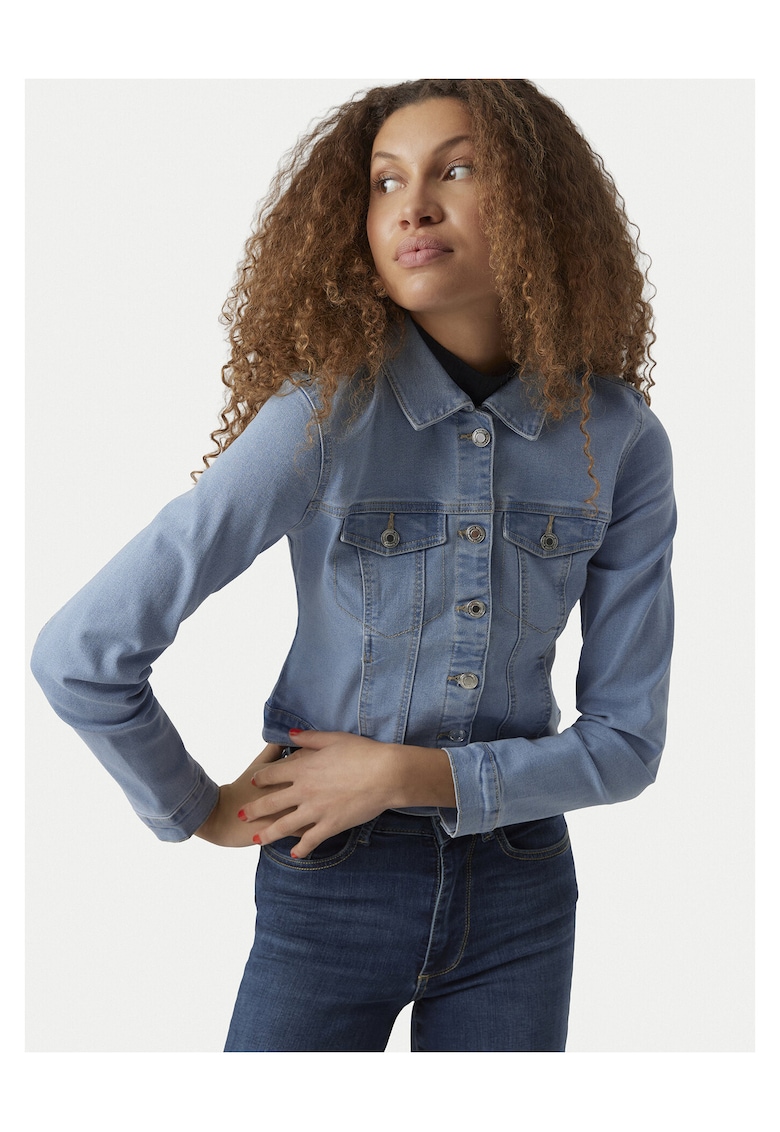 Geaca de blugi pentru femei - slim fit - albastru - bumbac