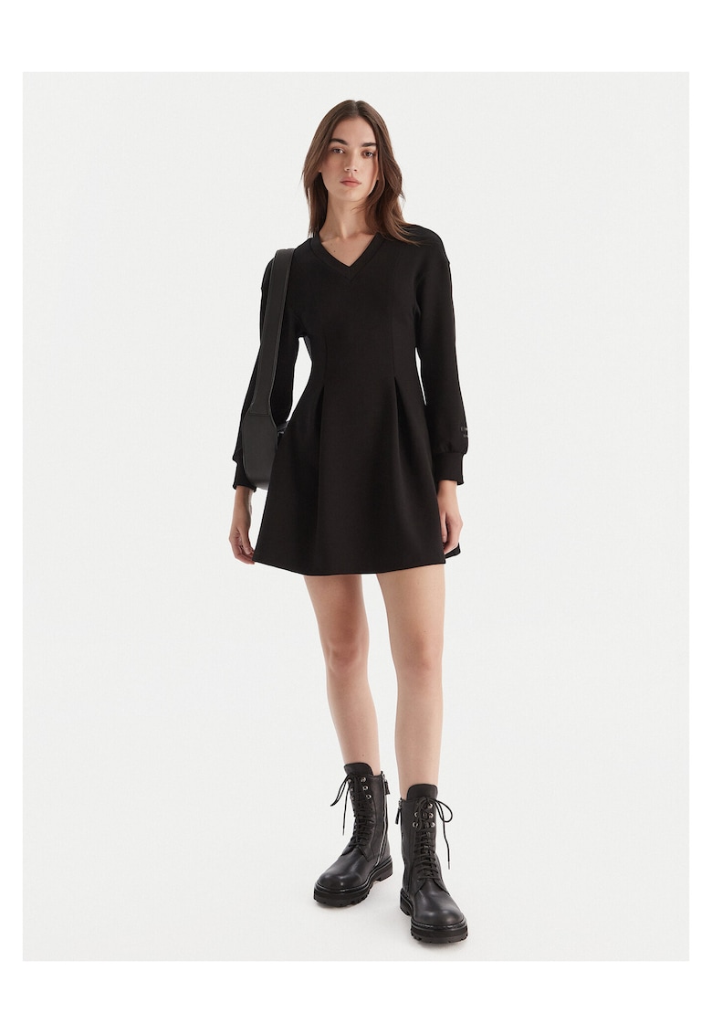Rochie tricotata - neagra - 56% poliamida