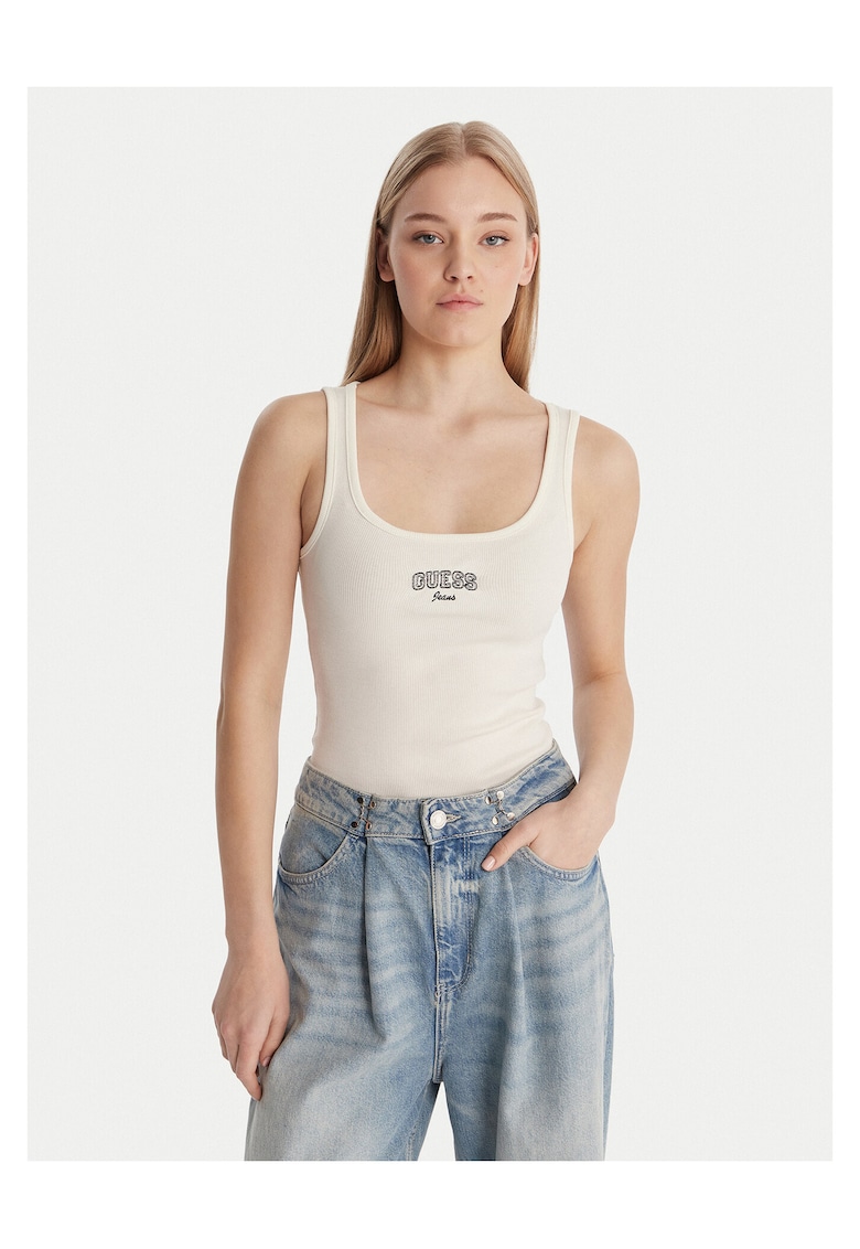 Top Femei - slim fit - ecru - bumbac