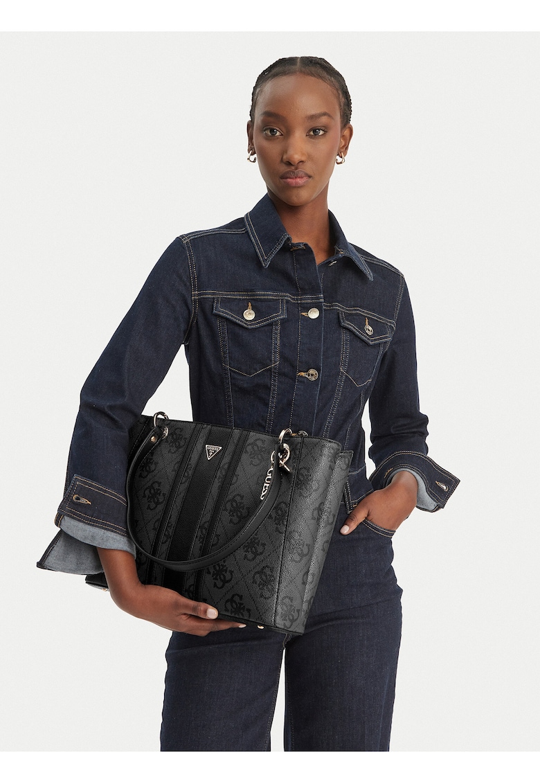Geanta ecologica - gri - dimensiune mare - set cu sac de praf