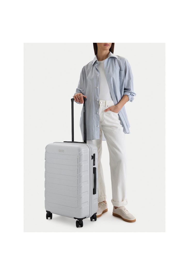 Troler mediu - plastic - argintiu - 4 roti - One Size INTL