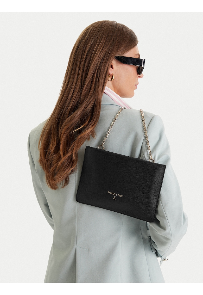 Geanta dama - piele naturala - neagra - One Size INTL - set cu sac de praf