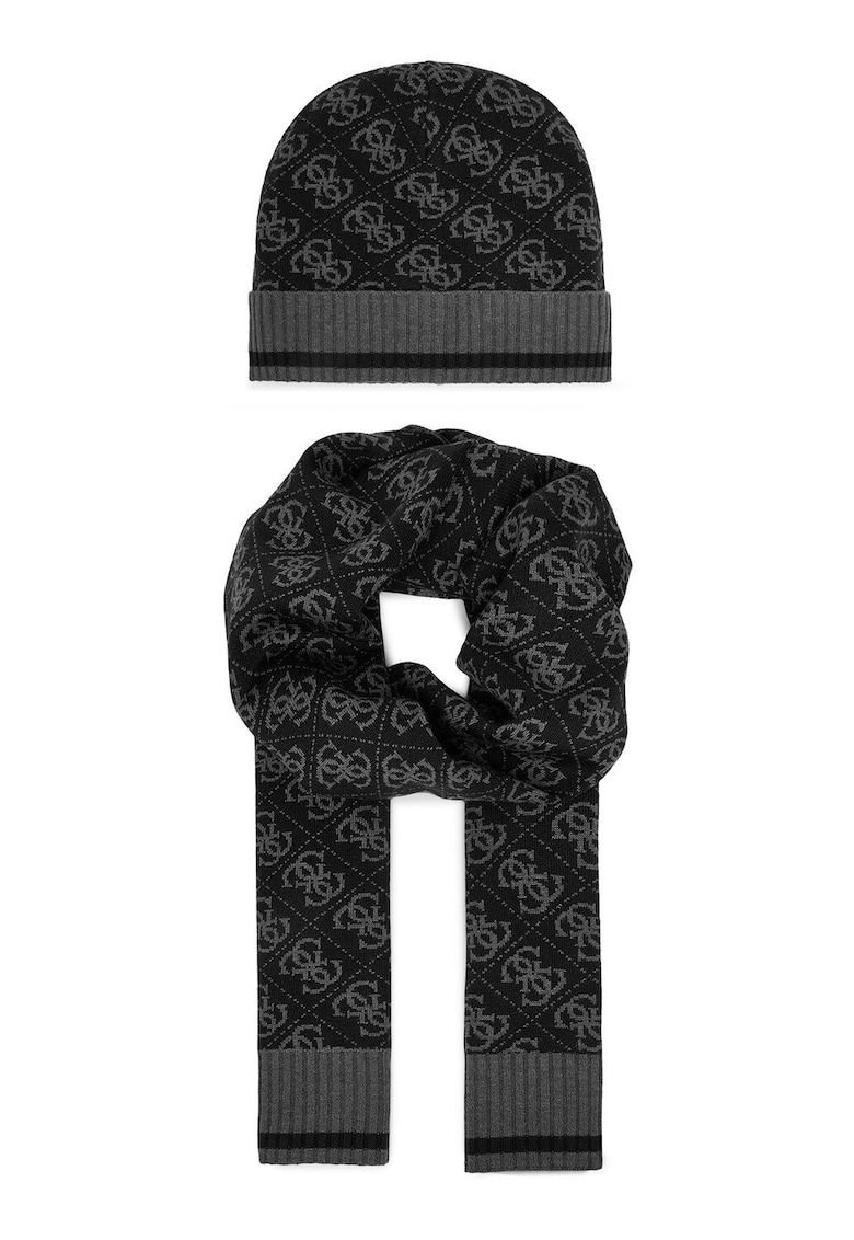 Set Caciula si Esarfa Barbati - Negru - One Size INTL