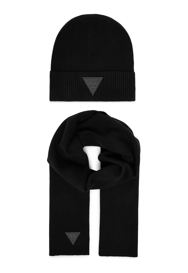 Set fular si caciula barbati - negru - One Size INTL