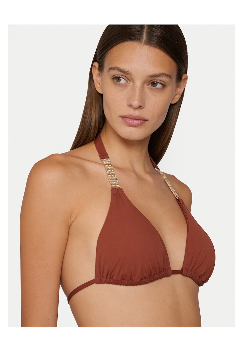Costum de baie dama - top bikini - 73% poliamida - 27% elastan - maro - Maro