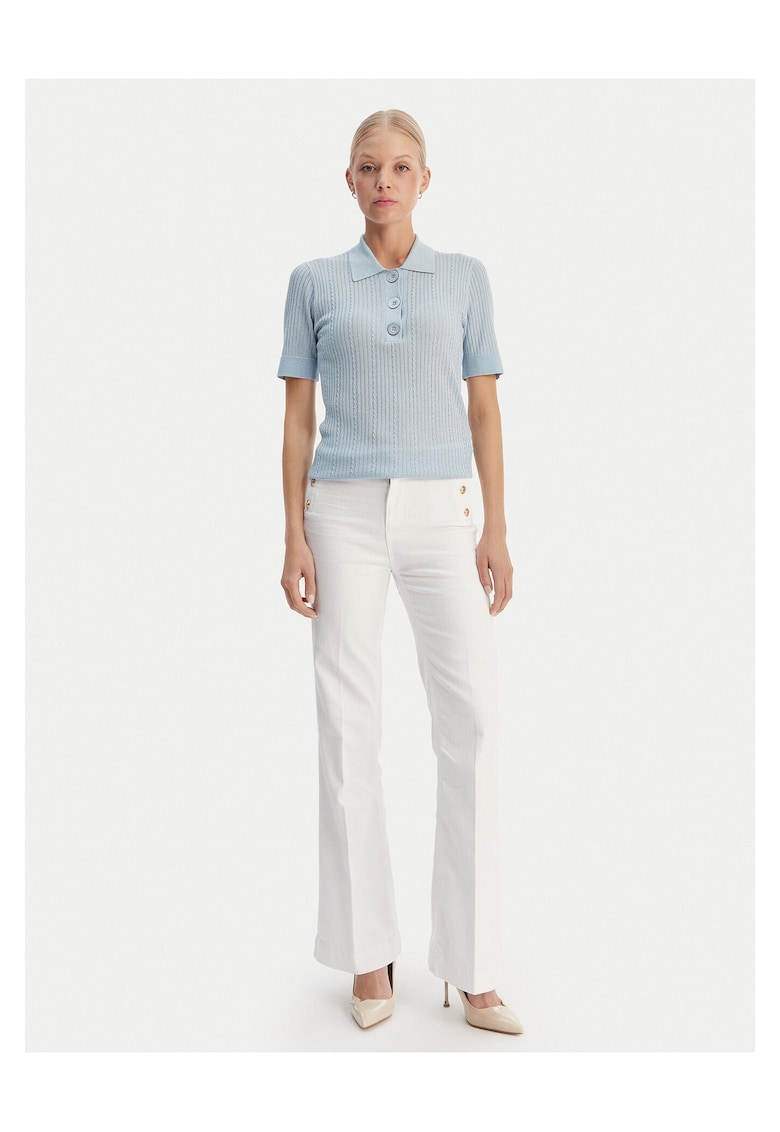 Bluza dama - slim fit - albastru deschis - 70% viscoza - 19% poliester - 11% fibra metalica -
