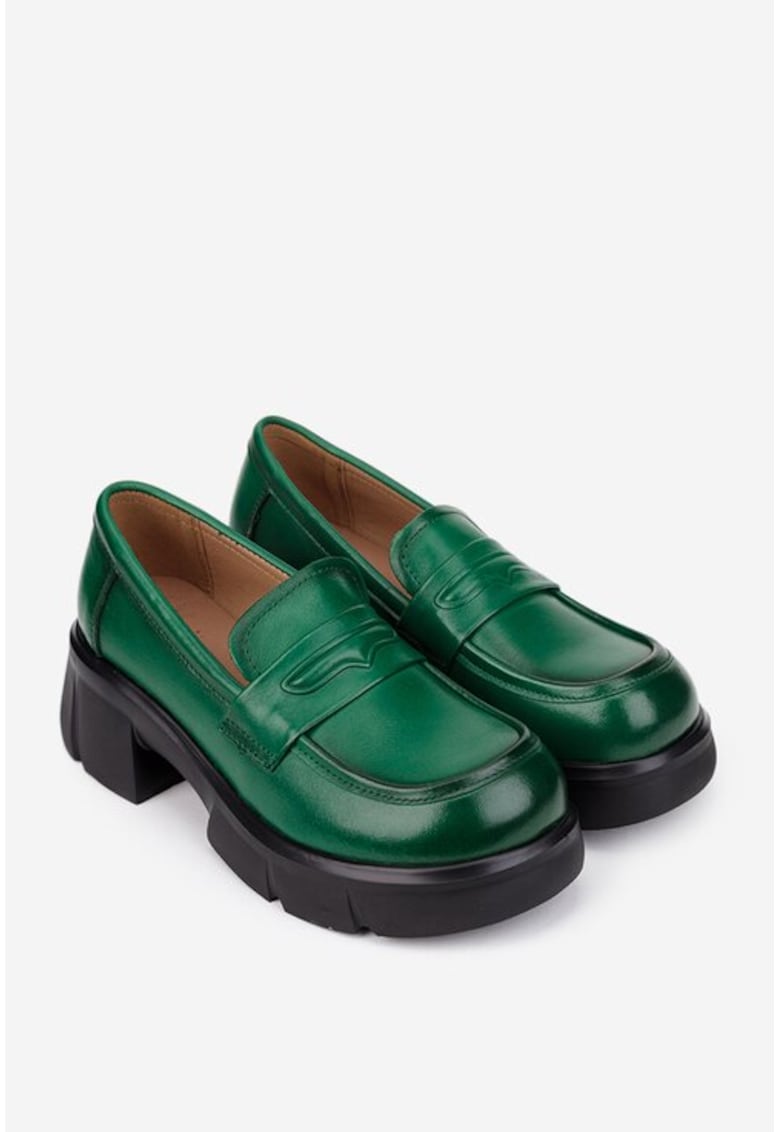 Pantofi dama verzi din piele naturala - 32187 - Verde