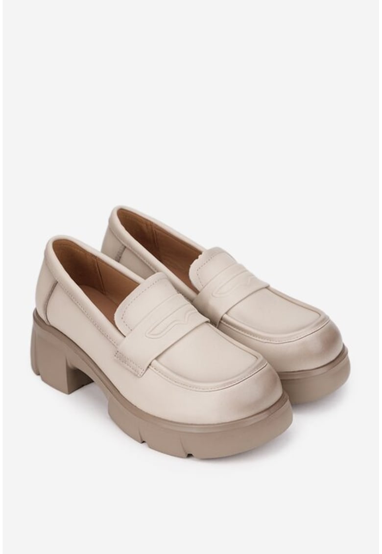 Pantofi bej din piele naturala pentru femei - Bej