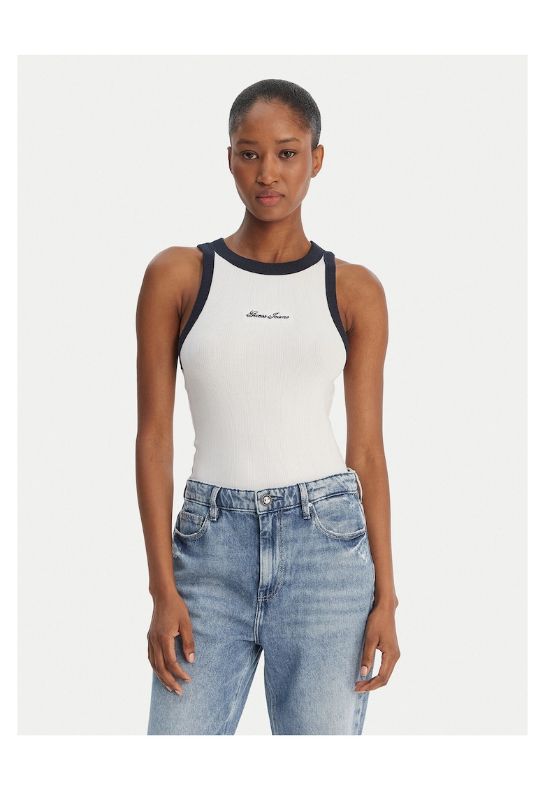 Top Femei - slim fit - alb - 48% bumbac - 47% modal - 5% elastan