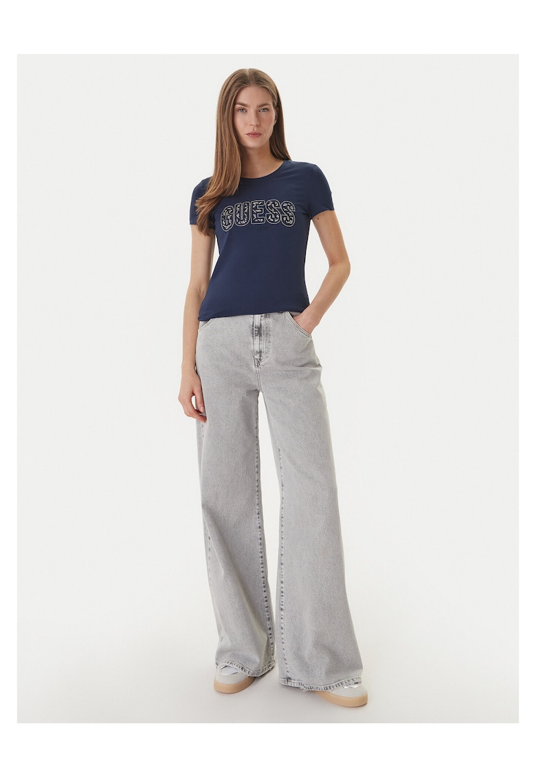 Tricou dama - slim fit - bleumarin - bumbac