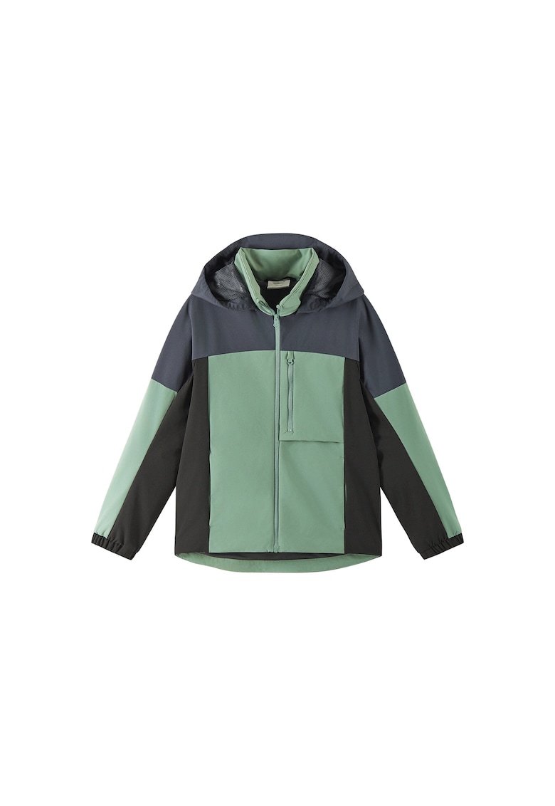 Geaca outdoor copii - poliester reciclat - verde - fermoar