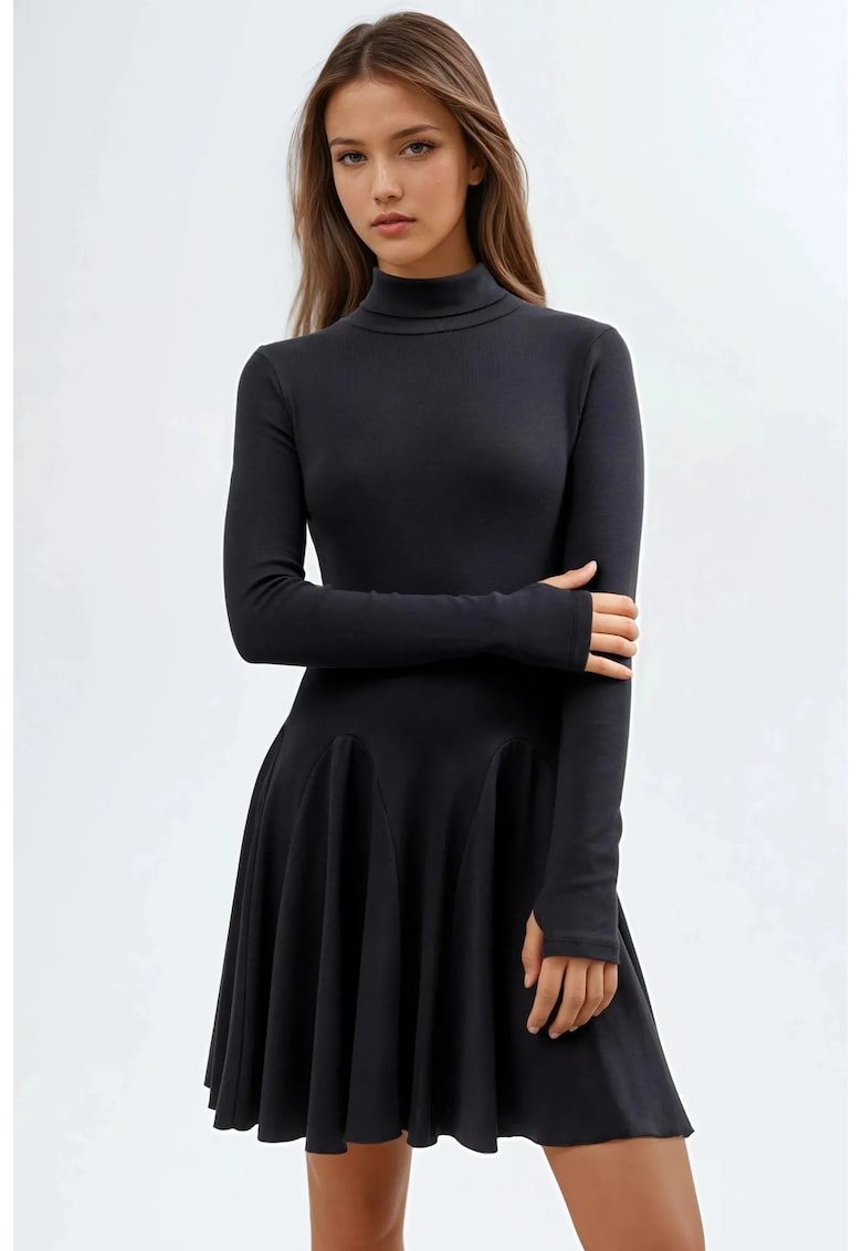 Rochie scurta dama neagra - bumbac-elastan