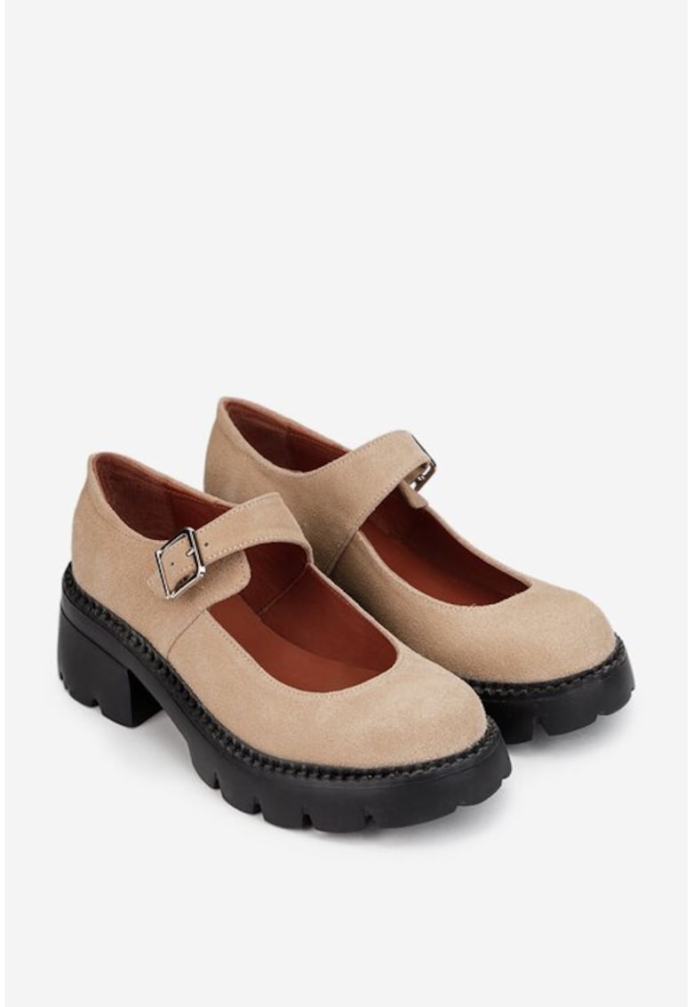 Pantofi taupe dama piele intoarsa - Maro taupe