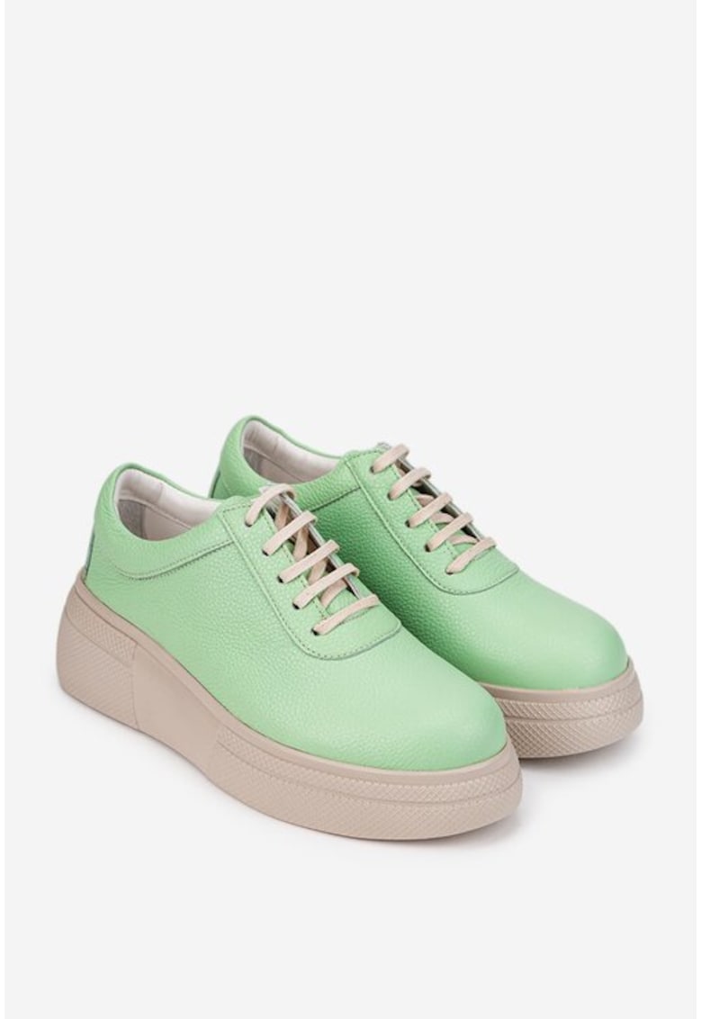 Pantofi dama verzi din piele texturatadwqfwq - Verde deschis