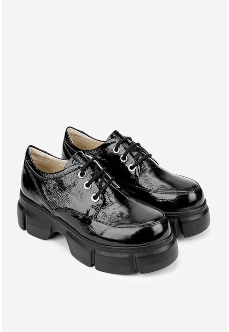 Pantofi eleganți din piele lacuită pentru femei - Negru