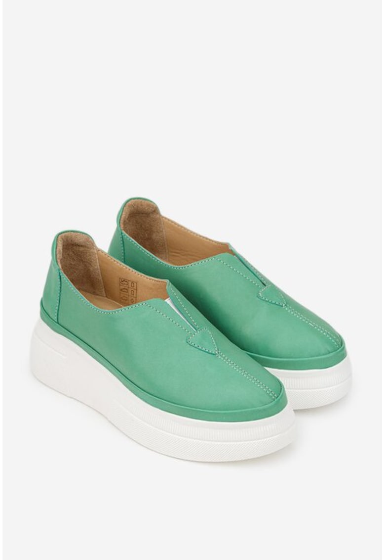 Pantofi dama din piele naturala verzi - Verde