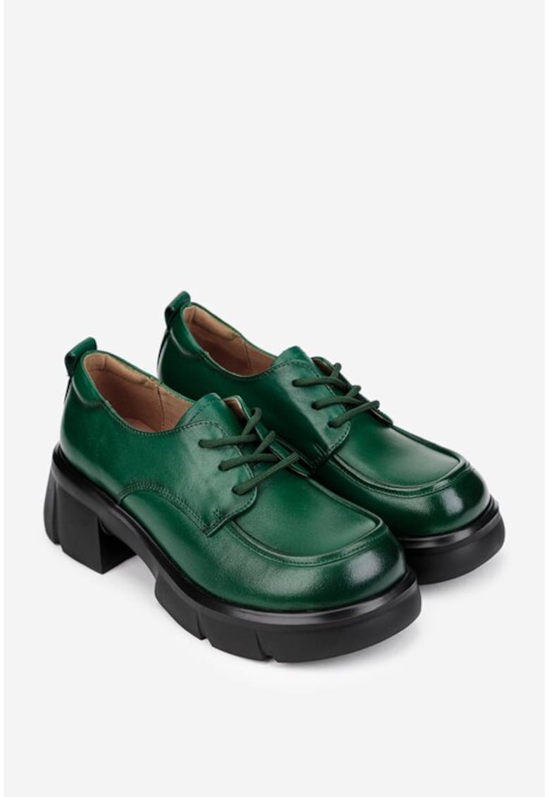 Pantofi dama verzi din piele naturala - 128754 - Verde