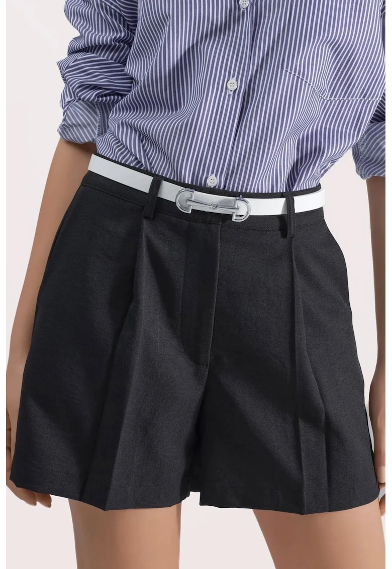 Pantaloni scurti - mini - talie inalta - croi larg - negru - textil