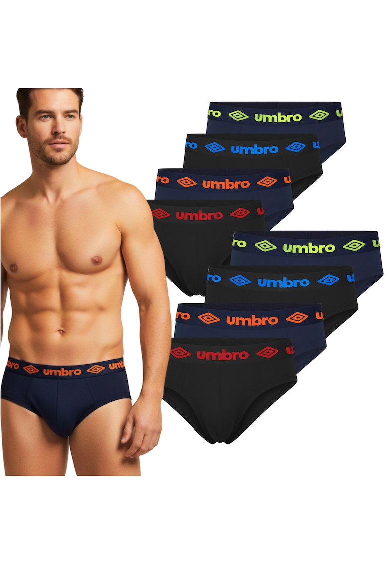 Set de chiloti cu banda cu logo - 8 perechi - Multicolor