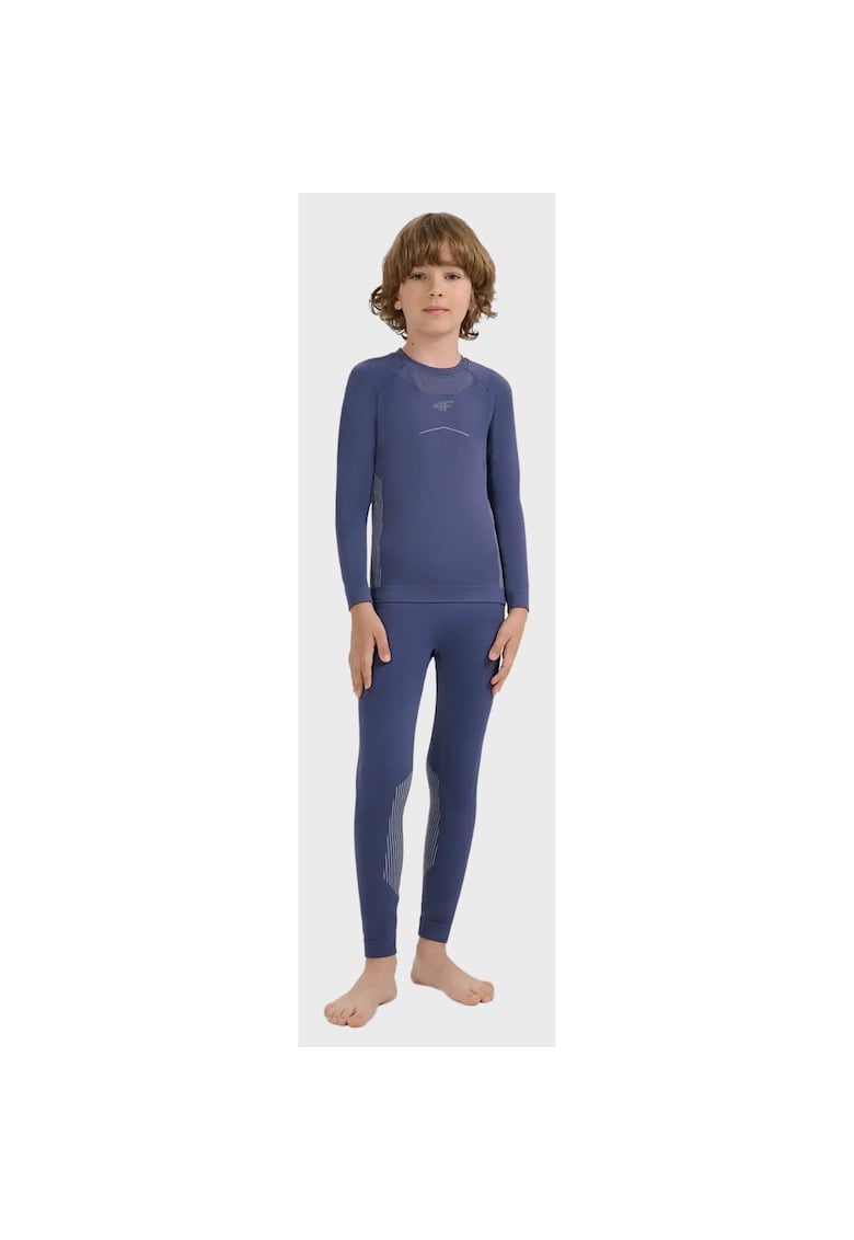 Set Lenjerie De Corp Termica Pentru Baieti - Useam248 - Marimea 140-146 - Pantaloni Si Bluza - Material Respirabil Flexibil - Tehnologie 4Fskin Fara Cusaturi - Imbracaminte Termoactiva Ideala Pentru Antrenament Sport Iarna Activitati - Bleumarin