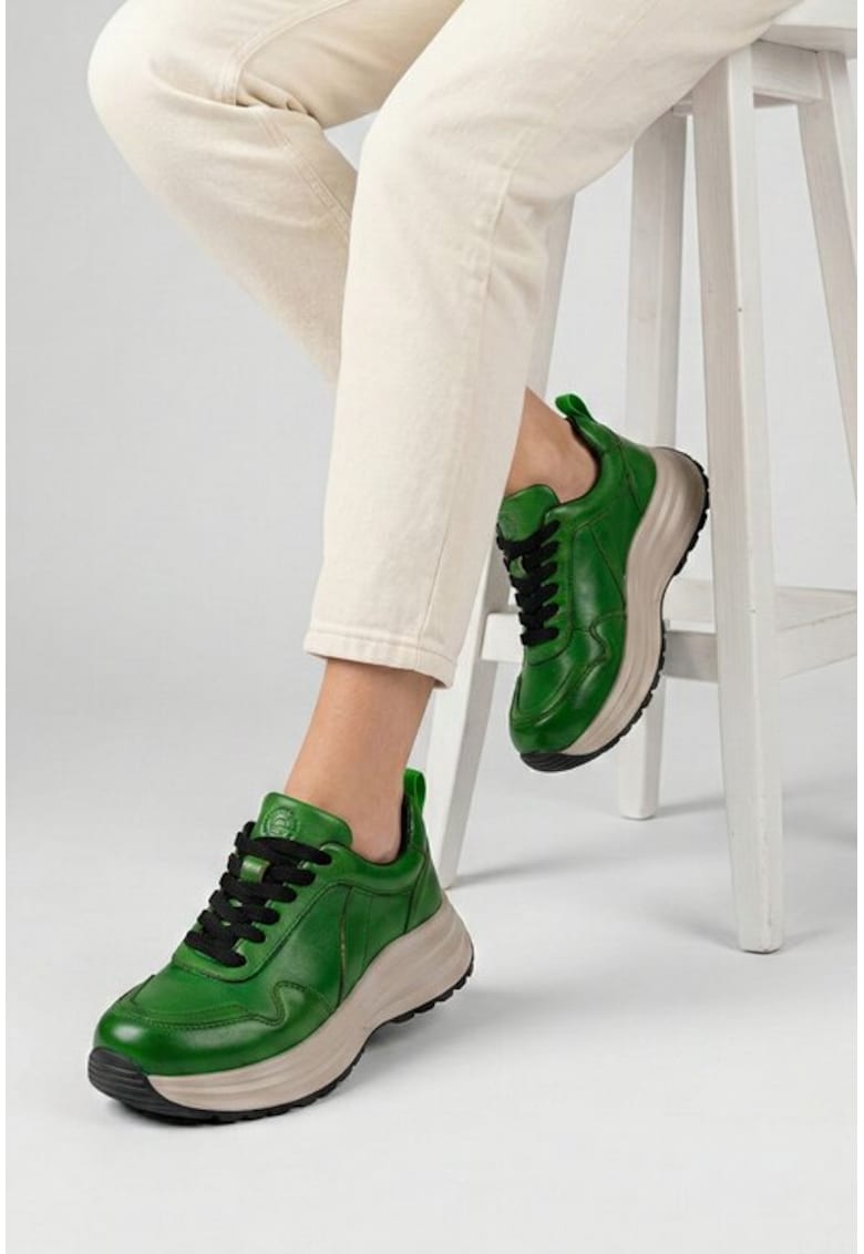 Pantofi dama verzi din piele naturala - 318741 - Verde