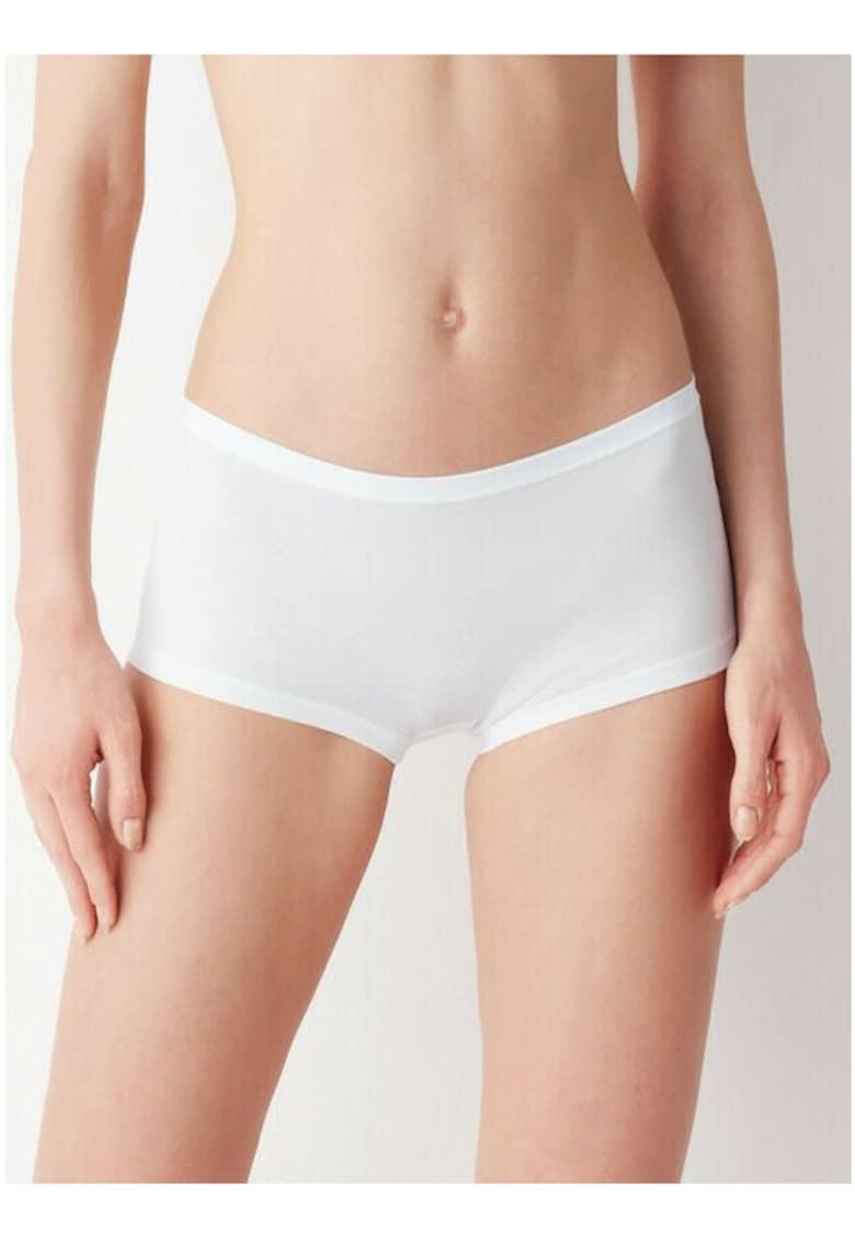 Set 2 perechi boxeri short bumbac cu talia joasa GD461 0002 - Alb