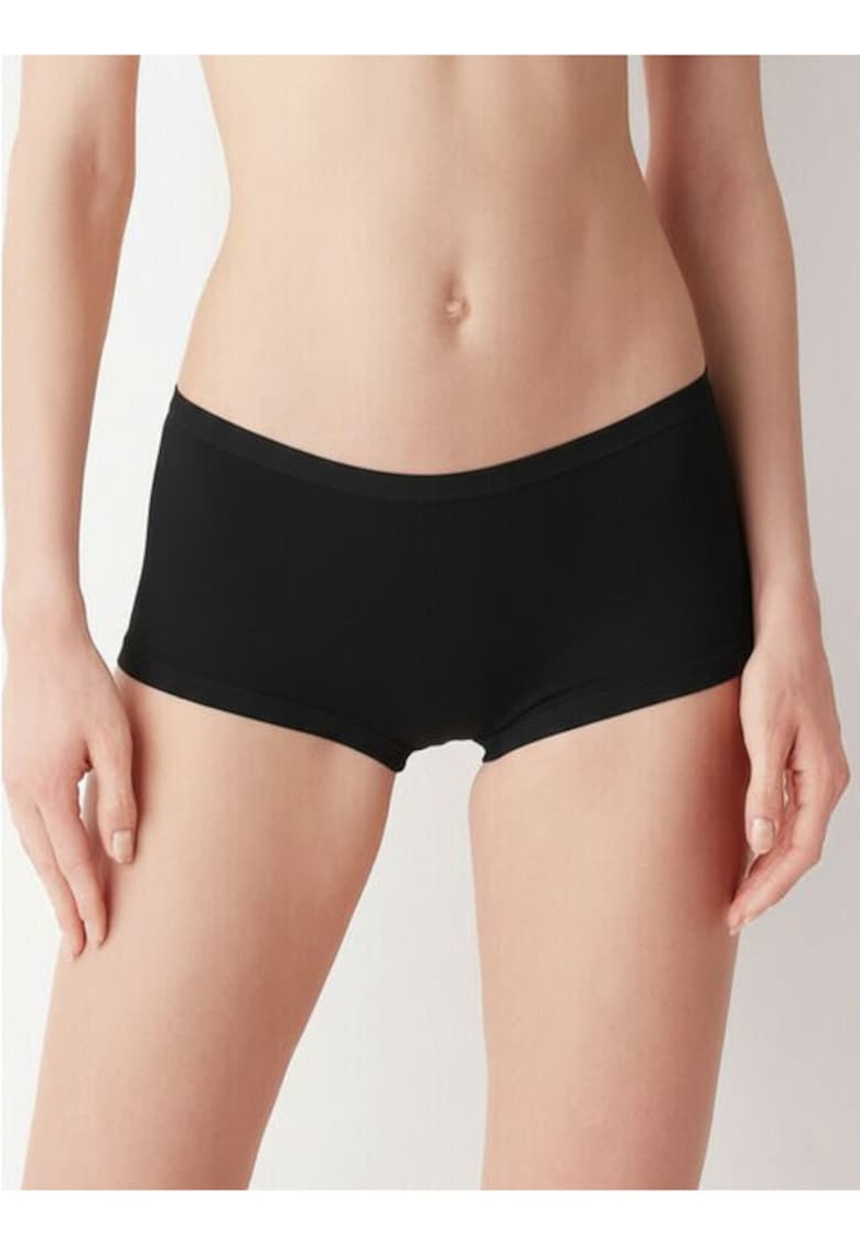Set 2 perechi boxeri short bumbac cu talia joasa GD461 0002 - Negru