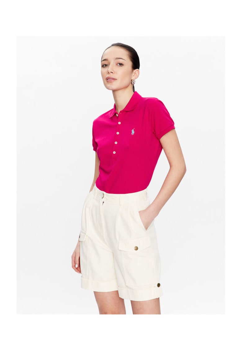 Tricou dama - slim fit - roz - bumbac
