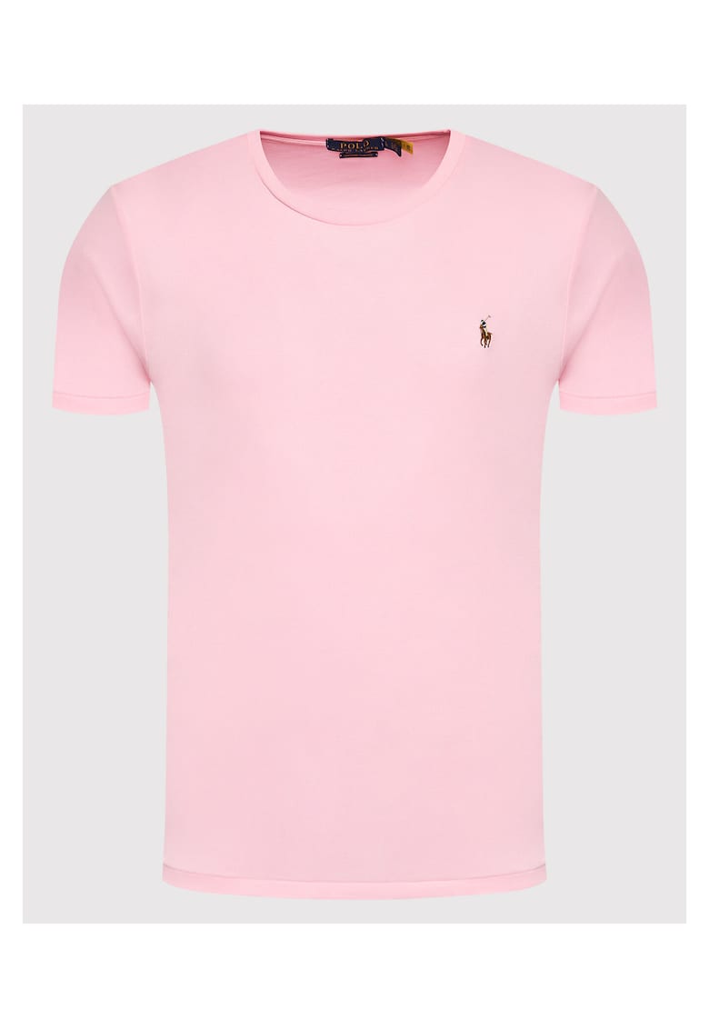 Tricou barbati - slim fit - roz - bumbac -