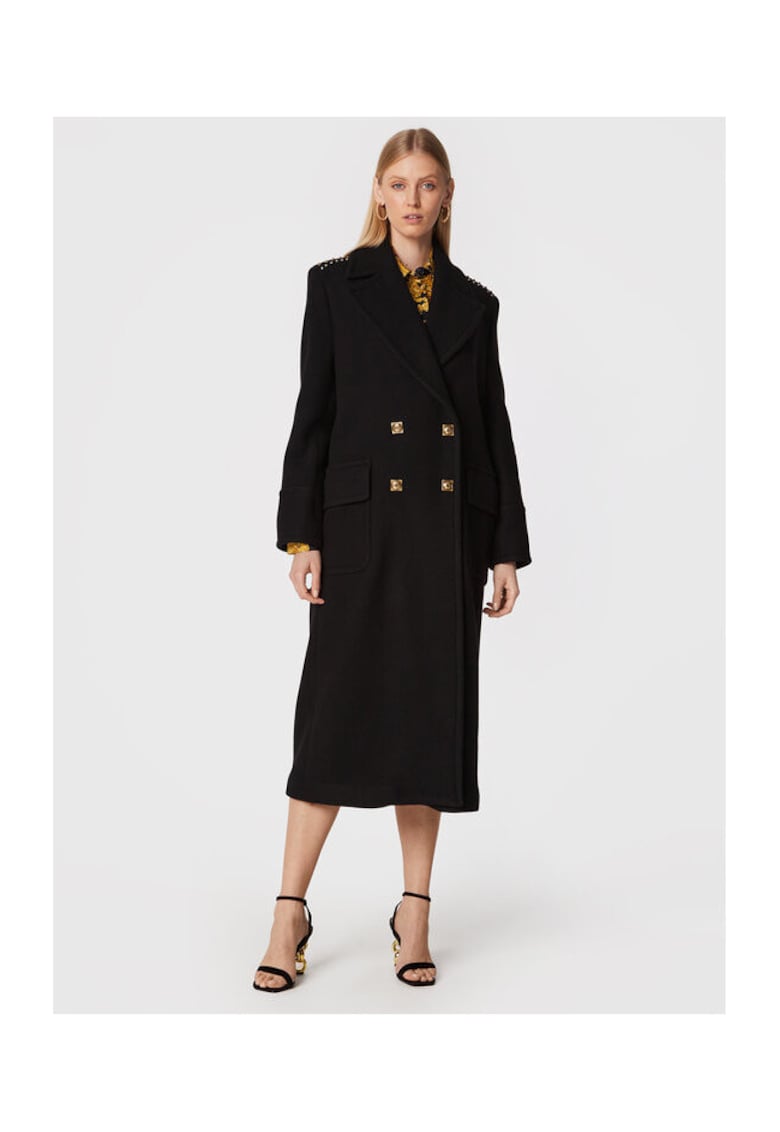 Palton dama - 75% lana virgina - negru - poliamida -