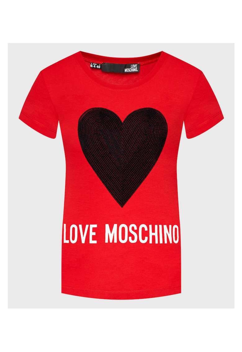 Tricou dama - rosu - bumbac/elastan - slim fit -