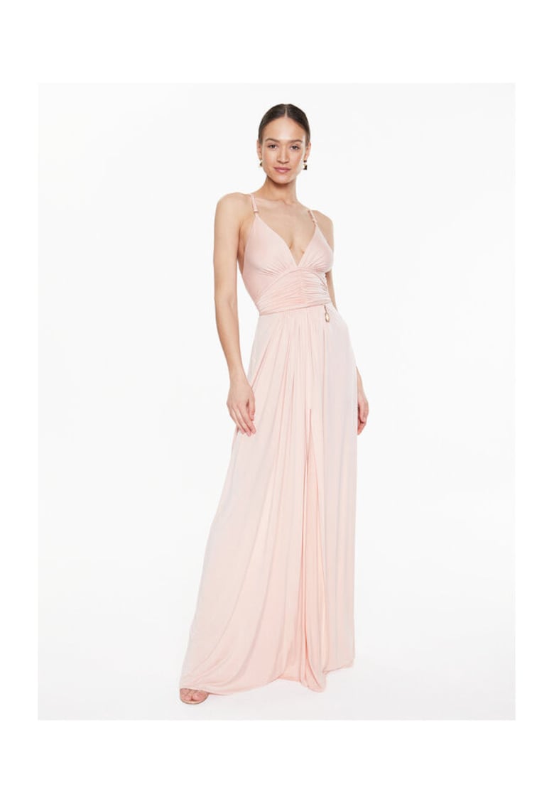 Rochie de seara - Cupro - roz - fermoar -