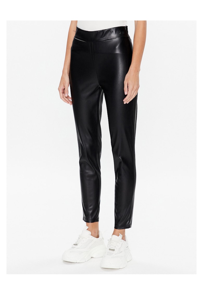 Pantaloni dama - imitatie piele - negru -