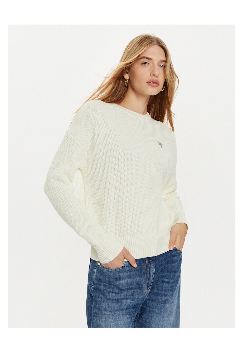 Pulover dama - ecru - poliester/poliamida/lana -