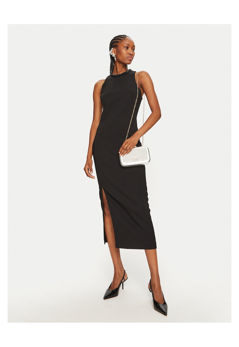 Rochie de cocktail - neagra - viscoza - fermoar -
