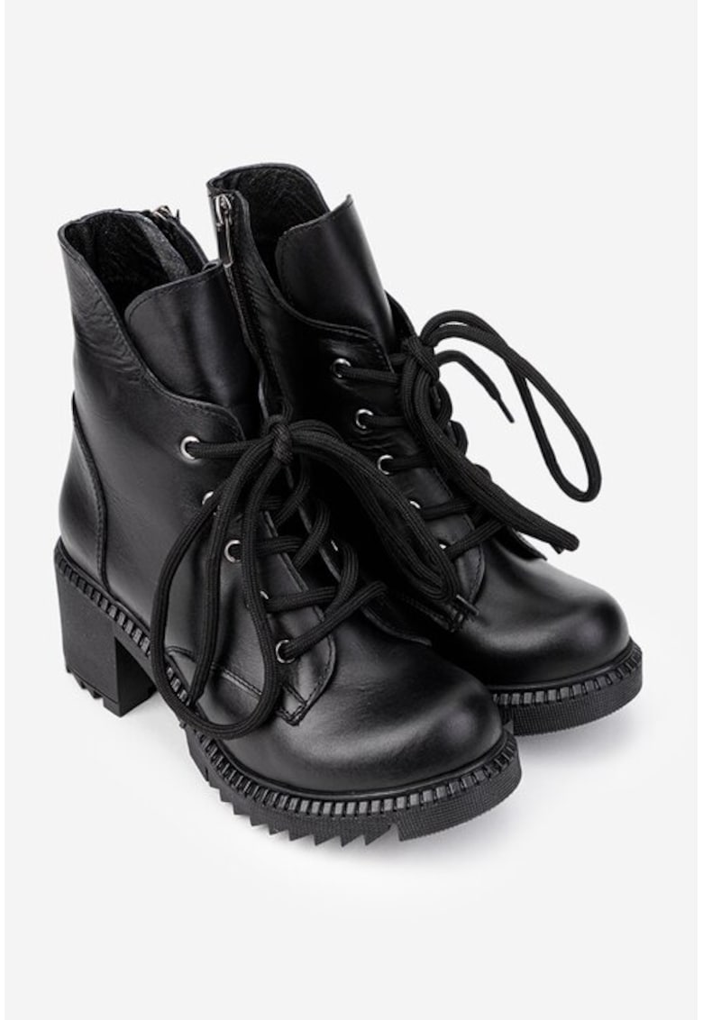 Botine dama din piele naturala - culoare neagra - Negru