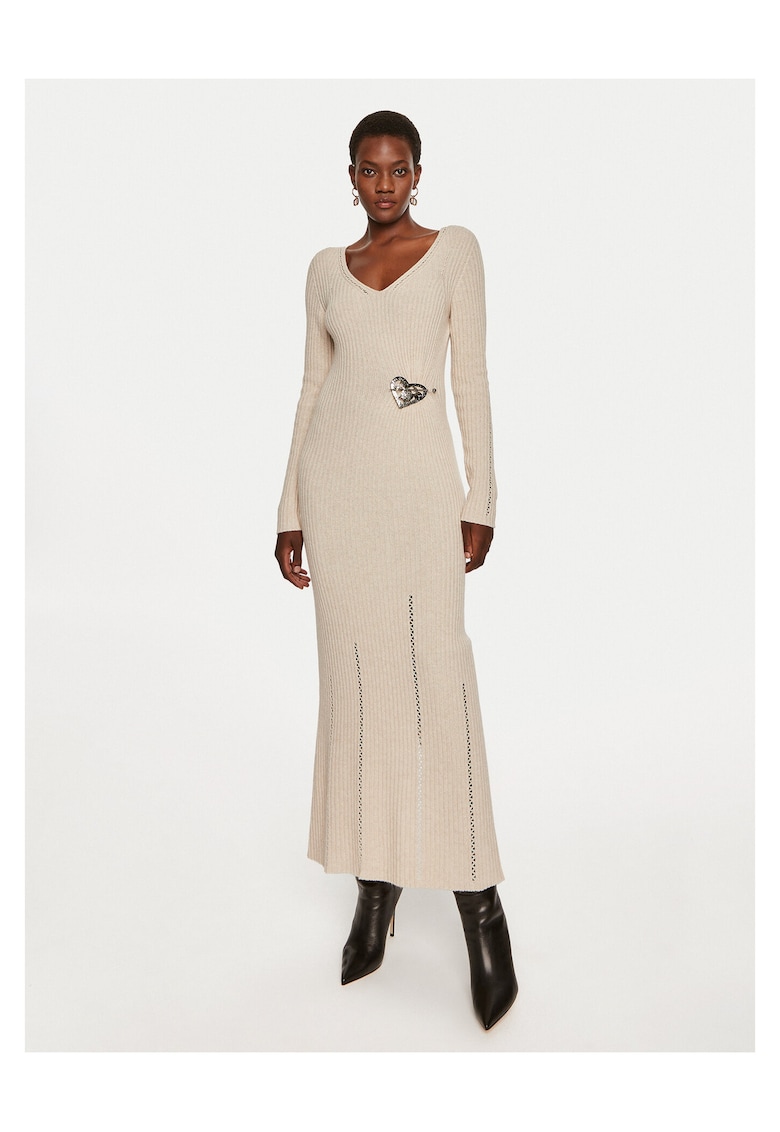 Rochie tricotata de Dama - bej - 35% poliamida - 30% lana - 22% viscoza - 8% poliester - 5% casmir -
