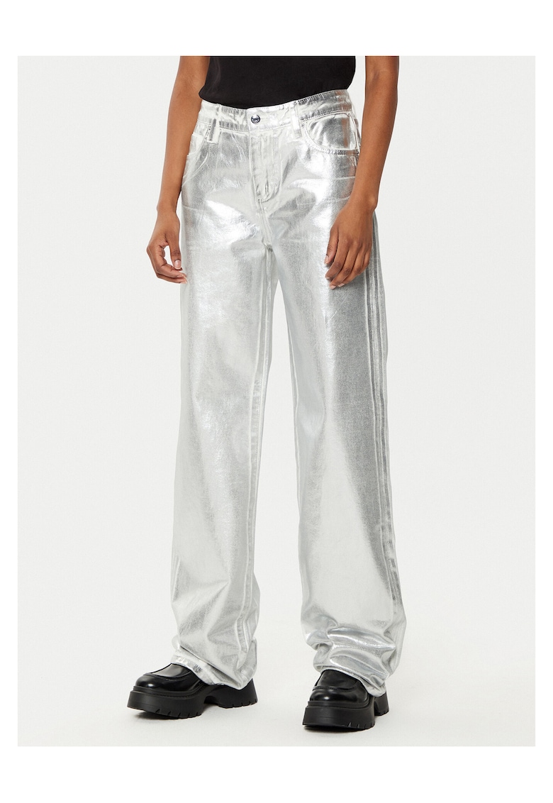 Pantaloni dama - argintiu - bumbac -