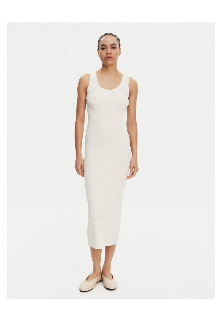 Rochie casual - poliester - ecru -