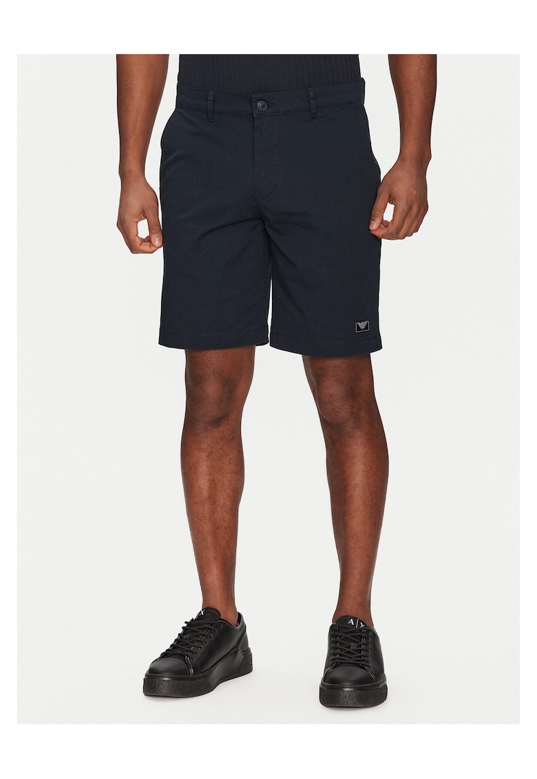Pantaloni scurti Barbati - Emporio Armani - Bumbac/Elastan - Bleumarin