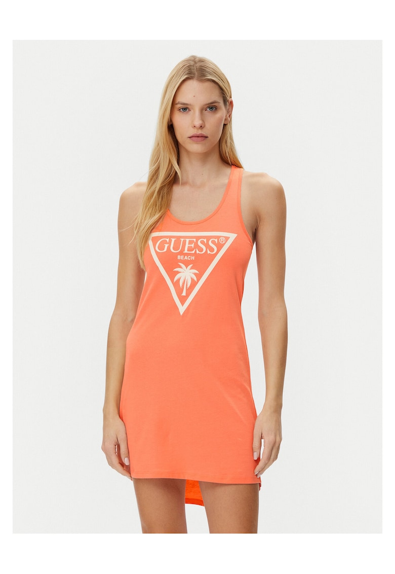 Rochie casual - bumbac - portocalie - Portocaliu