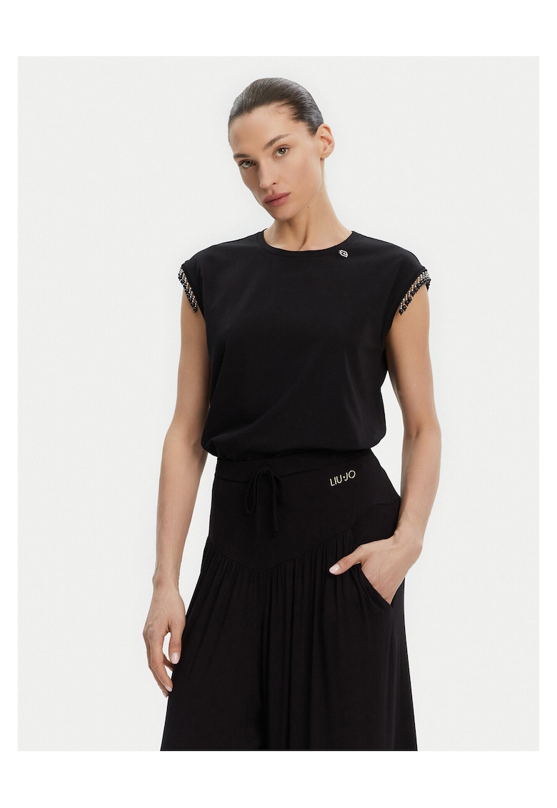 Bluza dama fara maneci - din bumbac - negru